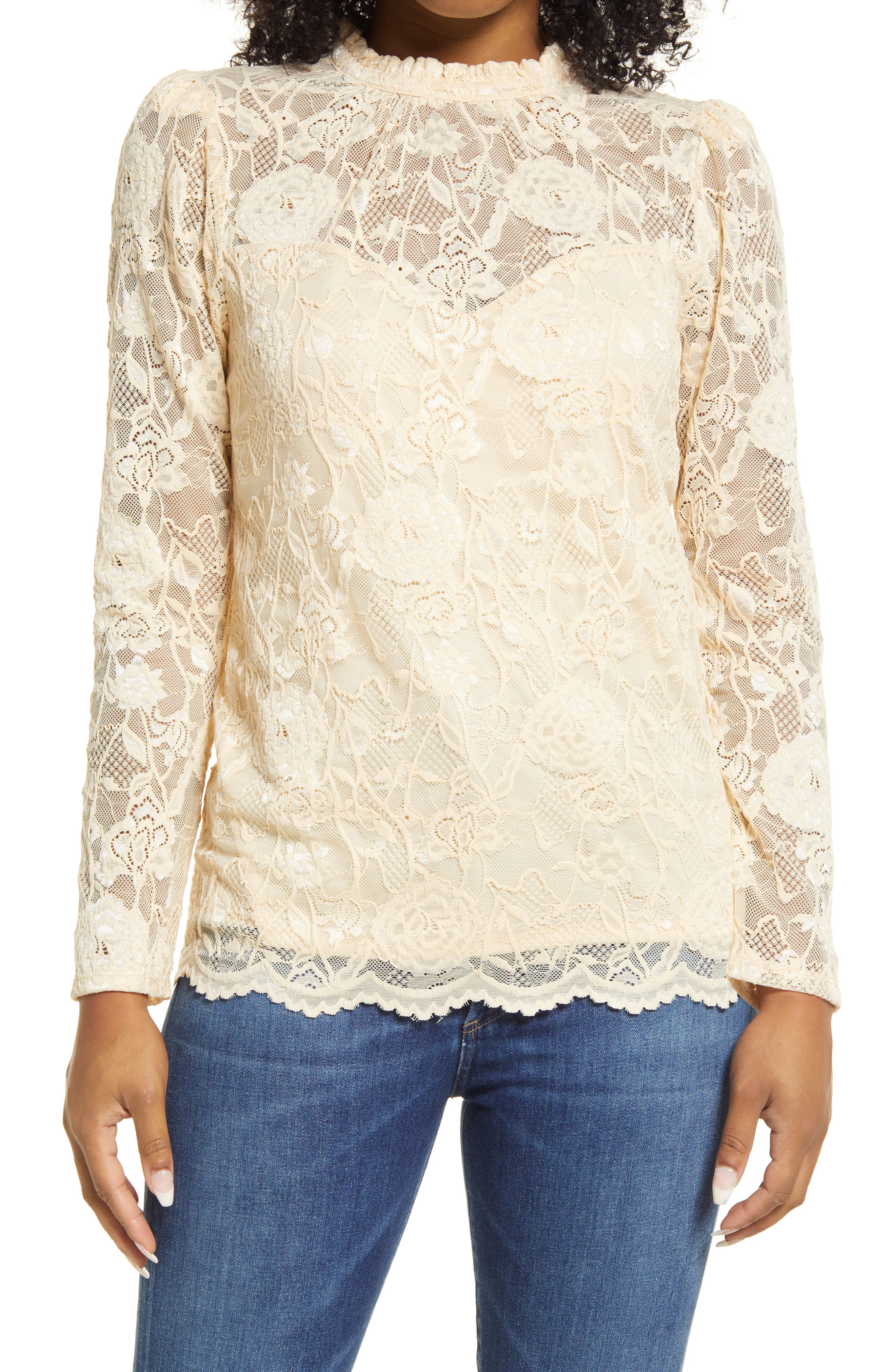LEKODE Women T-Shirts Fashion Solid Long Sleeve Lace Blouse LEKODE Women T-Shirts Fashion Solid Long Sleeve Lace Blouse